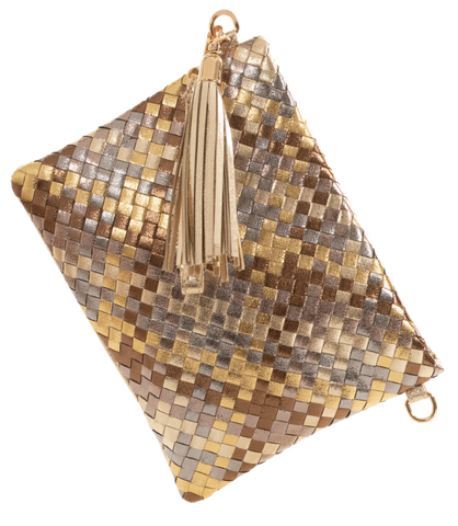 Alive With Style 'Izabella' Clutch/Wristlet/Cross Body Bag by Sassy Duck in Gold/Bronze-Gold/Pink