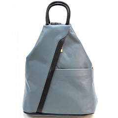 Alive With Style 'Vanna' Italian Leather Backpack in Navy/Tan-Red-Light Blue