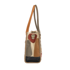 Alive With Style 'Star Crossed Lover' Leather Tote/Shoulder Bag by Sassy Duck in Multi Black-Multi Beige