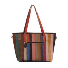 Alive With Style 'Bellagio' Leather Tote/Shoulder/Cross Body Bag by Sassy Duck in Multi Patchwork