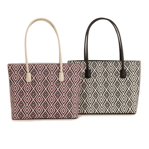 Alive With Style 'Biba' Tote by Sassy Duck in Pink/Black-Black/White