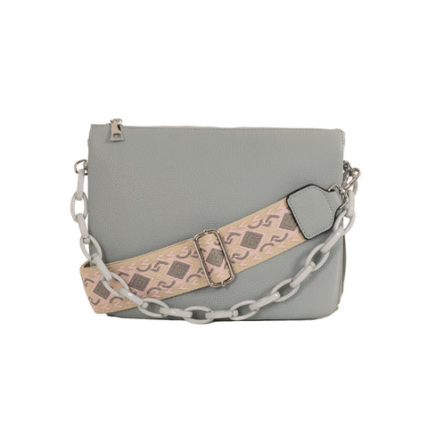 Alive With Style 'Ariel' Shoulder/Cross Body Bag by Sassy Duck in Slate Blue-Tan