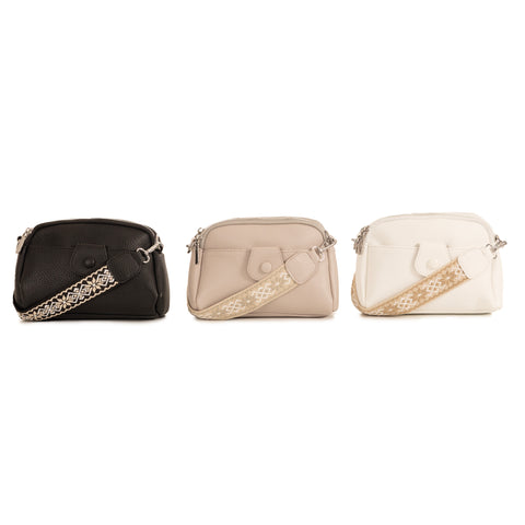 Alive With Style 'Imogen' Shoulder/Cross Body Bag by Sassy Duck in Cream-Black-White-Beige-Grey/Blue