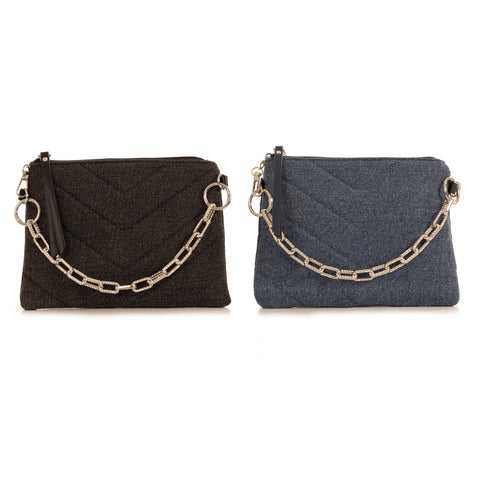 Alive With Style 'Madison' Denim Shoulder/Cross Body Bag by Sassy Duck in Black-Blue