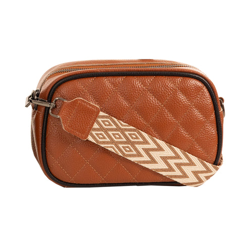 Alive With Style 'Iola' Leather Shoulder/Cross Body Bag by Sassy Duck in Tan