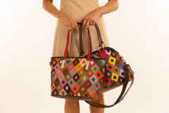 Alive With Style 'Bellagio' Leather Shoulder/Cross Body Bag by Sassy Duck in Multi