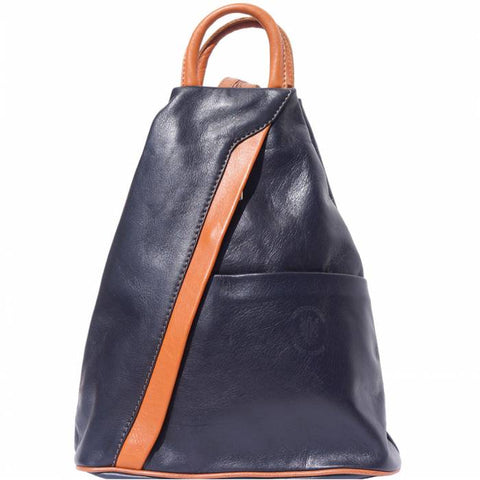 Alive With Style 'Vanna' Italian Leather Backpack in Navy/Tan-Black/Brown
