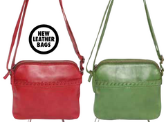 Alive With Style 'Pansy' Leather Shoulder/Handbag by Modapelle in Red-Green-Tan-Black