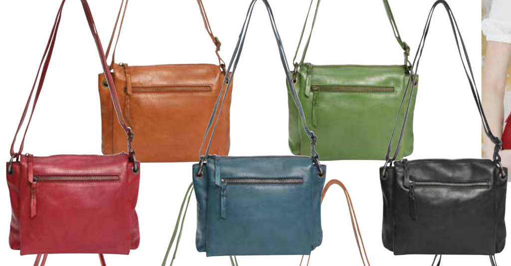 Alive With Style 'Alexi' Leather Shoulder/Cross Body Bag by Modapelle in Red-Tan-Denim-Green-Black