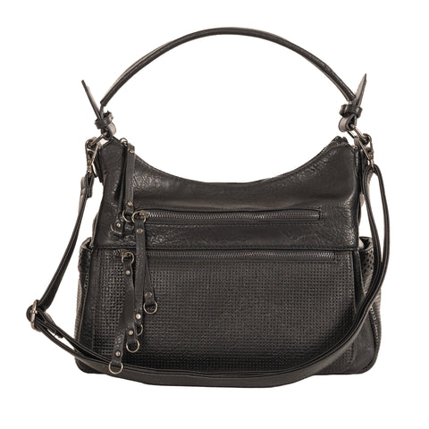 Alive With Style ‘Alexa’ Handbag/Shoulder Bag by Sassy Duck in Black-Metallic-Tan