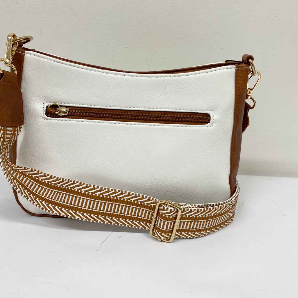 Alive With Style 'Patricia' Shoulder/Cross Body Bag by Sassy Duck in White/Tan