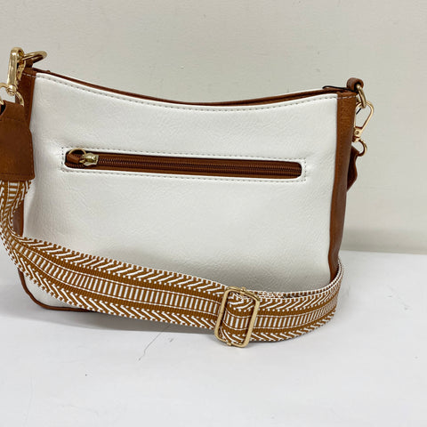 Alive With Style 'Patricia' Shoulder/Cross Body Bag by Sassy Duck in White/Tan-Black/Tan