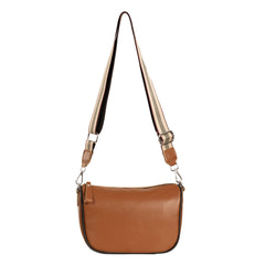 Alive With Style 'Keira' Leather Cross Body/Shoulder Bag by Sassy Duck in Navy-Taupe-Ivory-Tan