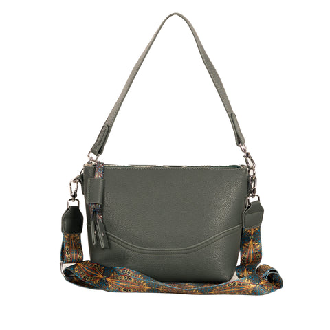 Alive With Style 'Esther' Shoulder/Cross Body Bag by Sassy Duck in Green-Taupe-Tan