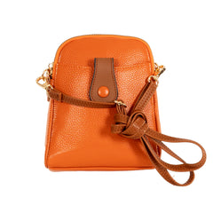 Alive With Style 'Georgie' Leather Cross Body/Shoulder Bag by Sassy Duck in Orange-Beige-Sand-Slate