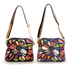 Alive With Style 'Botanica' Cross Body/Shoulder Bag by Sassy Duck in Multi Black-Multi Navy