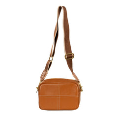 Alive With Style 'Danica' Leather Cross Body/Shoulder Bag by Sassy Duck in Tan-Grey-Pale Blue