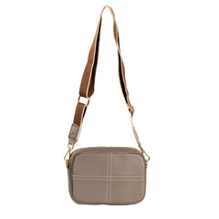 Alive With Style 'Danica' Leather Cross Body/Shoulder Bag by Sassy Duck in Tan-Grey-Pale Blue