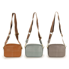 Alive With Style 'Danica' Leather Cross Body/Shoulder Bag by Sassy Duck in Tan-Grey-Pale Blue