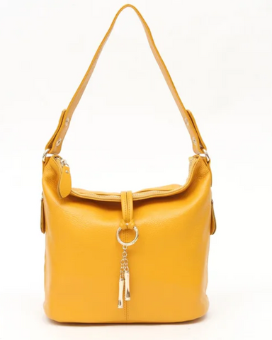 Alive With Style 'Evie' Leather Shoulder/Cross Body Bag in Yellow-Red-Black-White-Cream