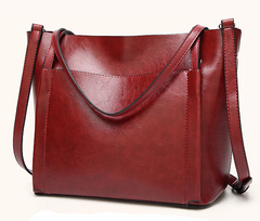 Alive With Style 'Kerry' Leather Tote/Shoulder Bag in Tan-Red-Black-Green