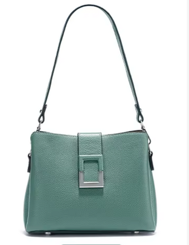 Alive With Style 'May' Leather Handbag/Shoulder Bag/Cross Body Bag in Green-Taupe-Black