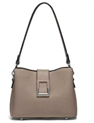 Alive With Style 'May' Leather Handbag/Shoulder Bag/Cross Body Bag in White-Green-Taupe-White-Black